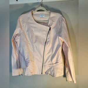 Elle Women's Light Pink Moto Leather Jacket Sz XXL
